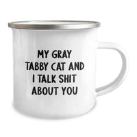 Load image into Gallery viewer, Gray Tabby Cat Camping Mug, Funny Quote, Gifts from Family for Gray Tabby Cat Lovers, Graduation Unique Gifts, Fun and Humorous - Image 2
