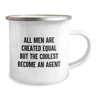 Load image into Gallery viewer, Agent Gift Ideas Funny Camping Mug, &#39;All Men Are Created Equal But The Coolest Become An Agent&#39; - Gifts from Coworkers to Graduating Agents - Image 2
