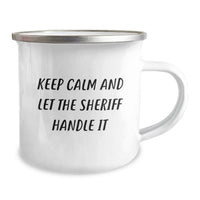 Load image into Gallery viewer, Funny Sheriff Camping Mug Gifts for Men, Sheriff Unique Gifts from Friends to Sheriff, Sheriff Camping Mug Inspirational Sheriff Gifts for Graduation - Image 2