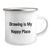 Load image into Gallery viewer, Funny Drawing Gifts from Friends to Family, &#39;Drawing Is My Happy Place&#39; Inspirational Camping Mug for Graduation - Image 2
