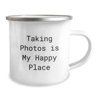 Load image into Gallery viewer, Taking Photos Gifts, Funny Camping Mug for Graduation, &#39;Taking Photos Is My Happy Place&#39; Quote, Gifts from Friends to Family - Image 2
