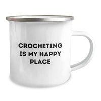 Load image into Gallery viewer, Crocheting Gifts from Friends to Family, Inspirational Quote for Graduation, Camping Mug, 12 oz Stainless Steel with Enamel Finish - Image 2

