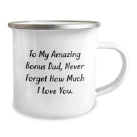 Load image into Gallery viewer, Funny Christmas Unique Gifts for Bonus Dad, Unique Camping Mug with Inspirational Quote, Gifts from Family to Bonus Dad - Image 2
