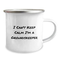 Load image into Gallery viewer, Funny groundskeeper Gifts from Friends for groundskeeper Men, Camping Mug, I Can't Keep Calm I'm A groundskeeper, Unique Gifts for groundskeeper Guys - Image 2