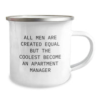 Load image into Gallery viewer, Funny Apartment Manager Gifts for Men from Friends - &#39;All Men Are Created Equal But The Coolest Become An Apartment Manager&#39; Christmas Unique Gifts for Apartment Managers Camping Mug - Image 2
