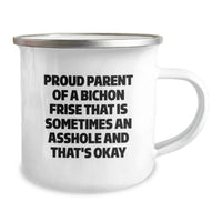 Load image into Gallery viewer, Bichon Frise Dog Camping Mug Gifts from Proud Parents - Funny Quote for Graduation Unique Gifts for Him, Her, Friends, Family - Image 2
