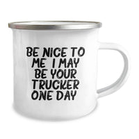 Load image into Gallery viewer, Funny Trucker Gifts for Men Birthday Unique Presents from Family Friends - Trucker Camping Mug, Be Nice To Me - Image 2