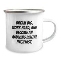 Load image into Gallery viewer, Inspirational Gifts from Friends for Dental Hygienist Birthday Unique Camping Mug Quotes 'Dream Big, Work Hard, And Become An Amazing' - Image 2