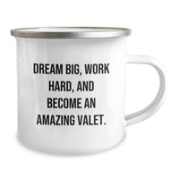 Load image into Gallery viewer, Inspiring Valet Graduation Gifts from Friends Men - Funny Camping Mug for Valet, 'Dream Big Work Hard' - Image 2