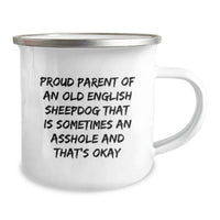 Load image into Gallery viewer, Old English Sheepdog Camping Mug, Gifts from Proud Parents, Unique Graduation Gifts for Old English Sheepdog Lovers, Funny Quote - Image 2
