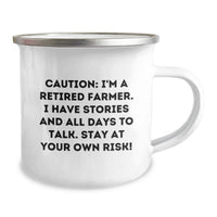 Load image into Gallery viewer, Funny Farmer Gifts for Graduation, Camping Mug with Quote 'Caution: I'm A Retired Farmer', Great Unique Gifts from Men to Men, Women to Women, Friends to Friends - Image 2