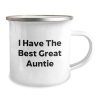 Load image into Gallery viewer, Funny Auntie Gifts from Family for Her Graduation, I Have The Best Great Auntie Camping Mug, Enamel Finish, 12 oz - Image 2
