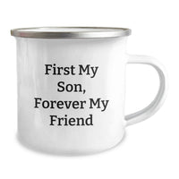 Load image into Gallery viewer, Graduation Unique Gifts for Son, Funny 'First My Son, Forever My Friend' Camping Mug, Unique Camping Mug for Men Gifts from Dad - Image 2