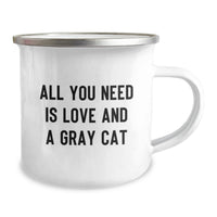Load image into Gallery viewer, Funny Gray Cat Camping Mug Gifts from Friends for Graduation Unique Gray Cat Lovers - Image 2