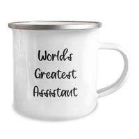 Load image into Gallery viewer, World&#39;s Greatest Assistant Funny Camping Mug, Gifts from Men to Assistant, Unique Birthday Unique Gifts for Assistant, 12 oz Stainless Steel Enamel Finish - Image 2
