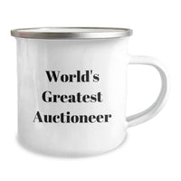 Load image into Gallery viewer, World&#39;s Greatest Auctioneer Funny Quote Camping Mug, Birthday Unique Gifts from Friends to Auctioneer Men, Unique Auctioneer Gifts for Auctioneer Enthusiasts - Image 2
