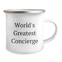 Load image into Gallery viewer, Concierge Gifts from Friends for World&#39;s Greatest Concierge Graduation Unique Gifts, Funny Camping Mug, 12 oz Stainless Steel with Enamel Finish, Permanent Printing - Image 2
