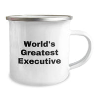 Load image into Gallery viewer, World&#39;s Greatest Executive Gifts from Friends - Funny Quote Executive Camping Mug for Birthday, Stainless Steel with Enamel Finish, 12 oz Capacity, Hand Wash Recommended - Image 2
