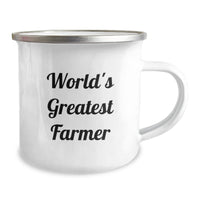 Load image into Gallery viewer, Funny World&#39;s Greatest Farmer Gifts from Men for Birthday Unique Farmer Camping Mug, Enamel Finish, 12 oz Capacity, Perfect for Outdoor Enthusiasts - Image 2
