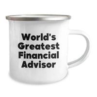 Load image into Gallery viewer, Funny World&#39;s Greatest Financial Advisor Gifts for Birthday - 12 oz Stainless Steel Enamel Camping Mug, Perfect for Financial Advisor Enthusiasts, Gifts from Friends to Men Financial Advisors - Image 2

