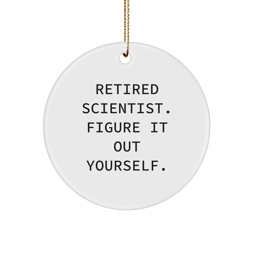 Scientist Gifts from Family - Funny Circle Ornament for Retired Scientists - 'Figure It Out Yourself.' Quote, Christmas Unique Presents - Image 1