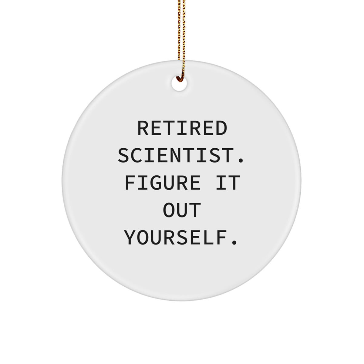 Scientist Gifts from Family - Funny Circle Ornament for Retired Scientists - 'Figure It Out Yourself.' Quote, Christmas Unique Presents - Image 1