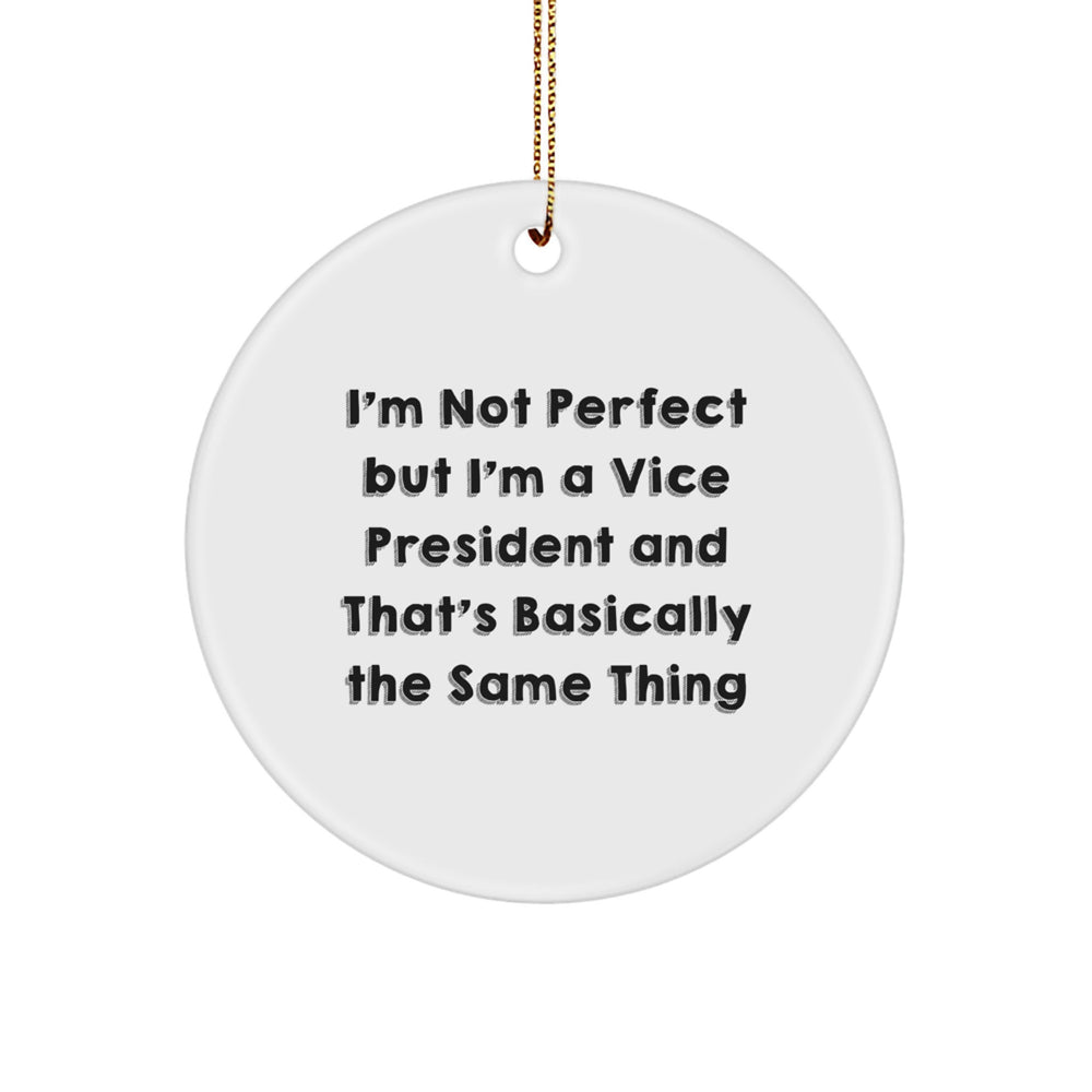Funny Vice President Gifts, 'I'm Not Perfect' Circle Ornament from Friends, Unique Christmas Ornaments for Him, Her, Men, Women, Coworkers, Family - Image 1