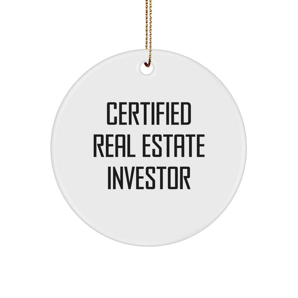 Real Estate Investor Gifts from Friends for Christmas, Funny Quote Circle Ornament, 'You're the Top Real Estate Agent' on a Durable MDF Base, Perfect for Men or Women - Image 1
