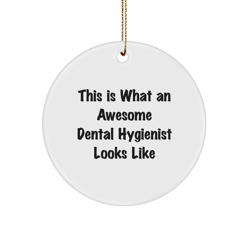 Funny Dental Hygienist Gifts for Women, Circle Ornament with 'This Is What An Awesome Dental Hygienist Looks Like' Quote, Gifts from Family to Women, Christmas Unique Gifts - Image 1
