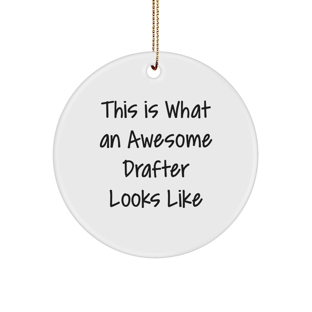 Drafter Gifts from Friends and Family, This Is What An Awesome Drafter Looks Like, Circle Ornament for Christmas - Image 1