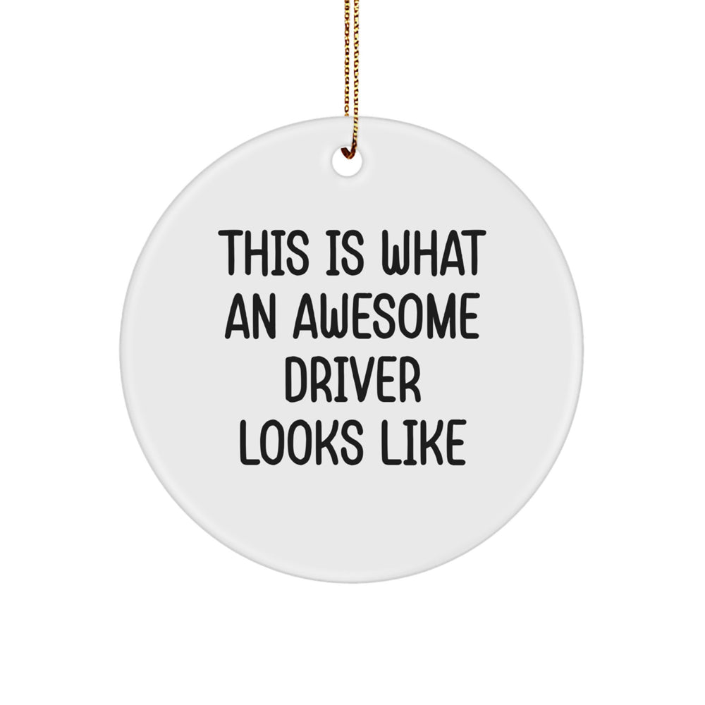 Funny Driver Gifts from Friends, This Is What An Awesome Driver Looks Like, Circle Ornament for Men and Women, Christmas Unique Gifts - Image 1