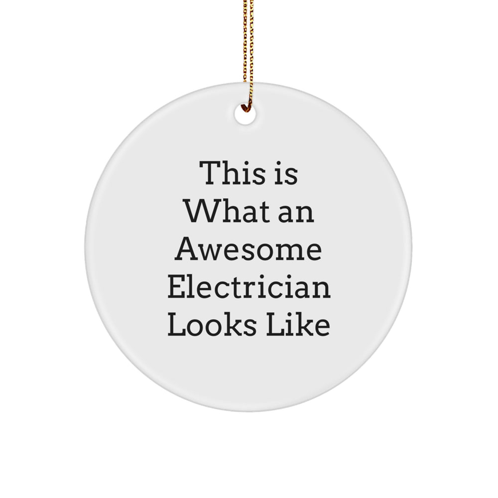 Electrician Gifts from Friends, Funny This Is What An Awesome Electrician Looks Like Circle Ornament for Electrician, Christmas Unique Gifts - Image 1