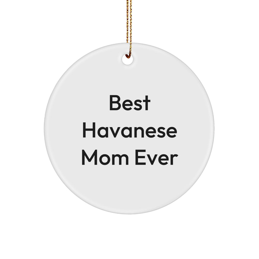Havanese Dog Lovers Gifts - Best Havanese Mom Ever Circle Ornament for Christmas - Gifts from Mom to Havanese Dog - Image 1