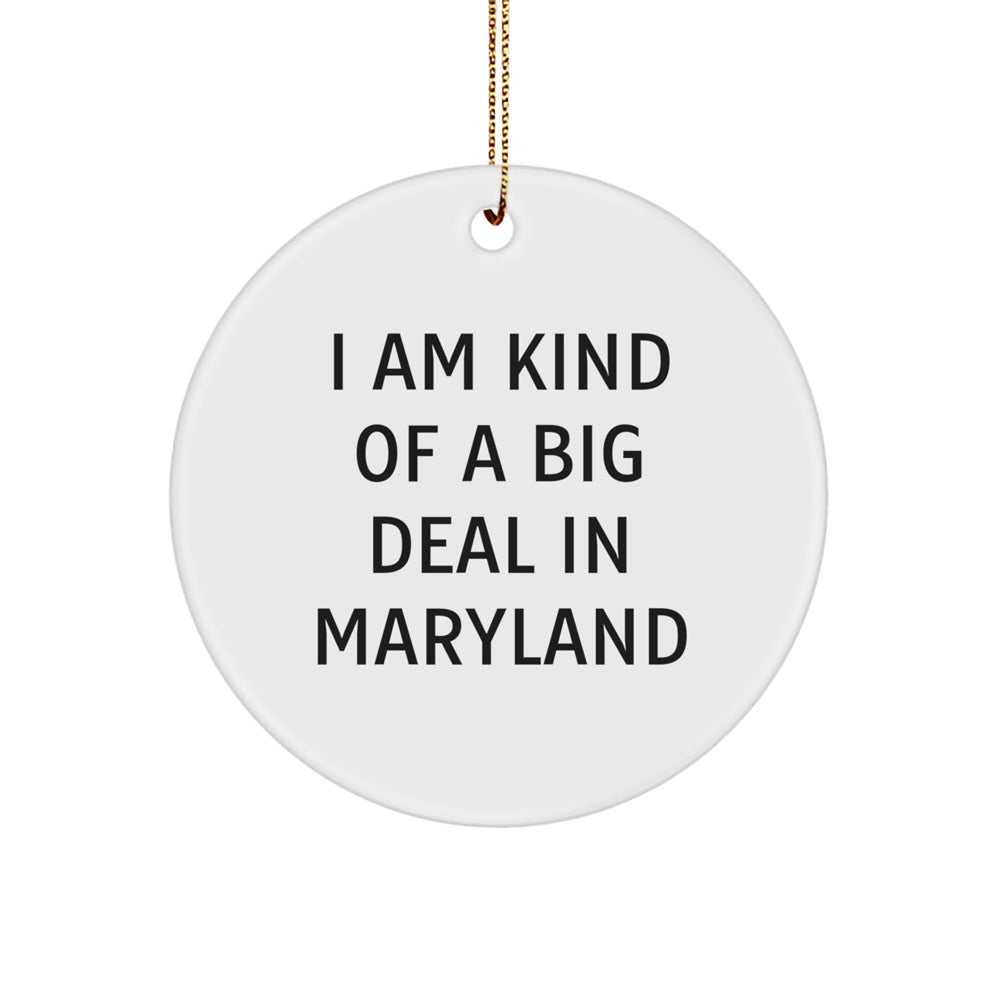 Maryland Circle Ornament, I Am Kind Of A Prime Selection Funny Quote, White Circle Shaped Gift from Friends and Family for Christmas - Image 1