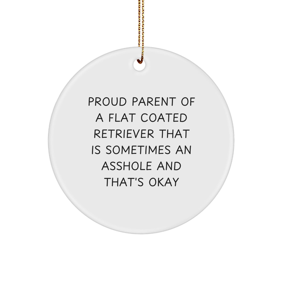 Funny Flat Coated Retriever Dog Gifts for Men - Circle Ornament with Proud Parent Quote, Christmas Unique Presents - Image 1
