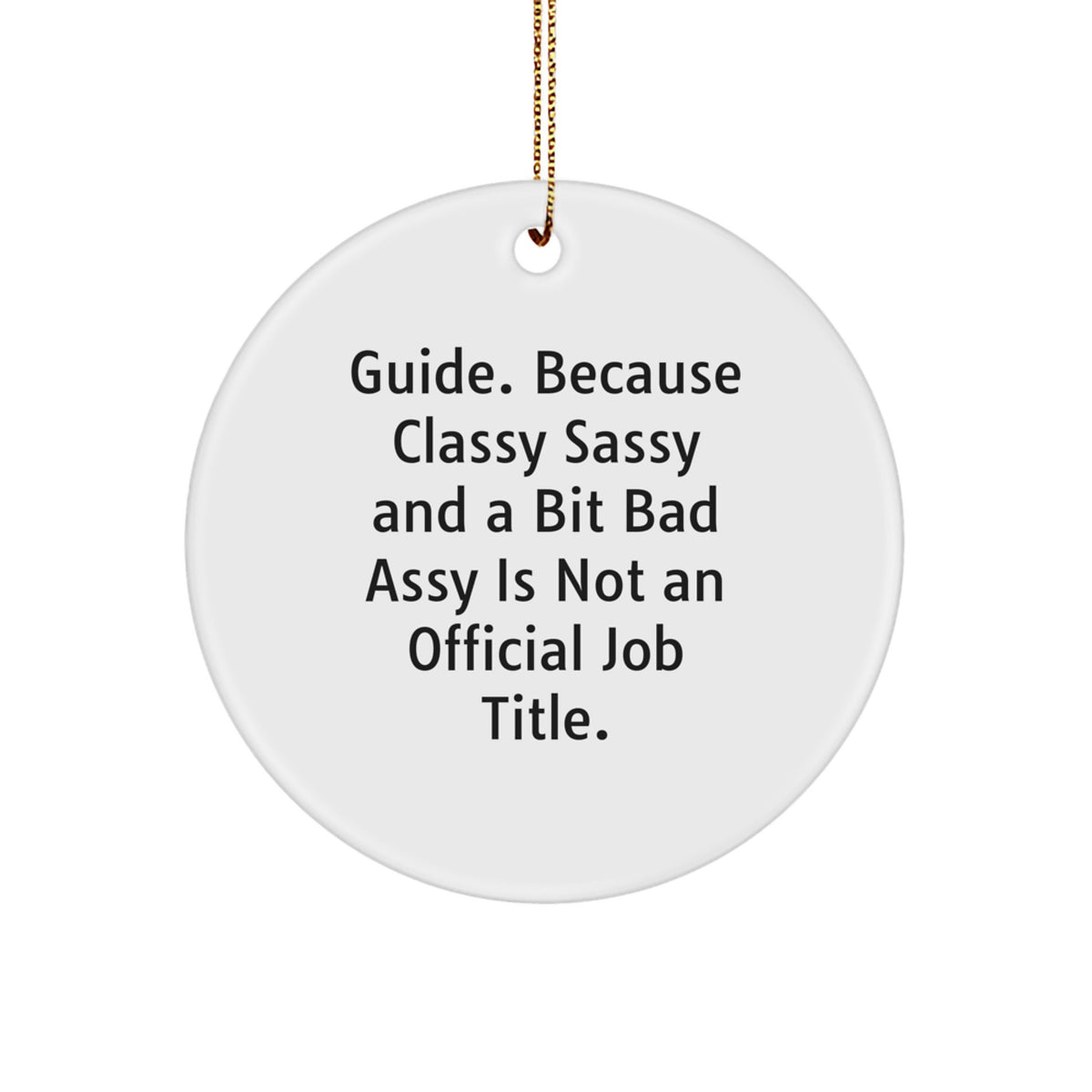 Funny Guide Gifts for Him - Circle Ornament with 'Guide. Because Classy Sassy And A Bit Fearlessy Is Not An Official Job Title.' Quote, Perfect for Christmas Unique Gifts from Friends or Family - Image 1