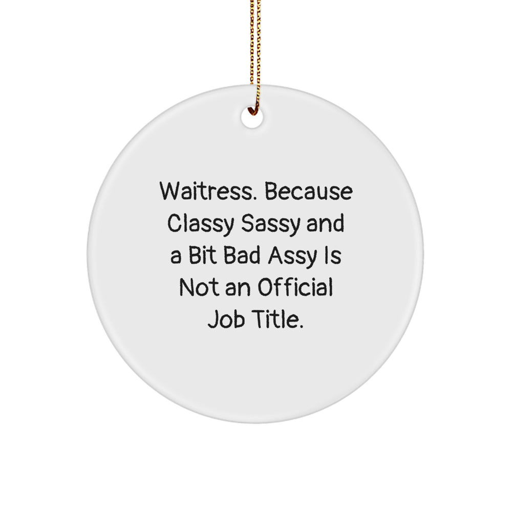 Funny Waitress Gifts, Waitress Christmas Ornaments, Stylish Circle Ornaments for Waitress Friends - Gifts from Men to Women - Image 1
