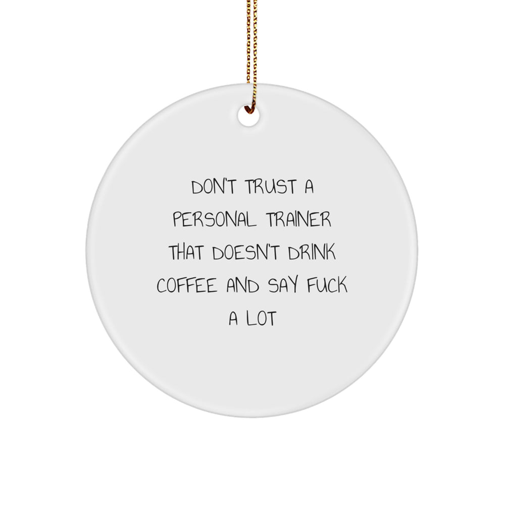 Funny Personal Trainer Gifts from Friends, Personal Trainer Christmas Unique Ornaments for Men and Women, Inspirational Quote Circle Ornament - Image 1