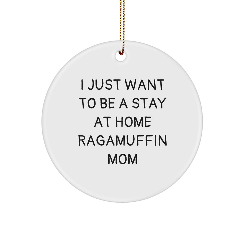 Ragamuffin Cat Mom Christmas Circle Ornament, Funny Quotes Gifts from Mom to Ragamuffin Cat Lover Friends - Image 1