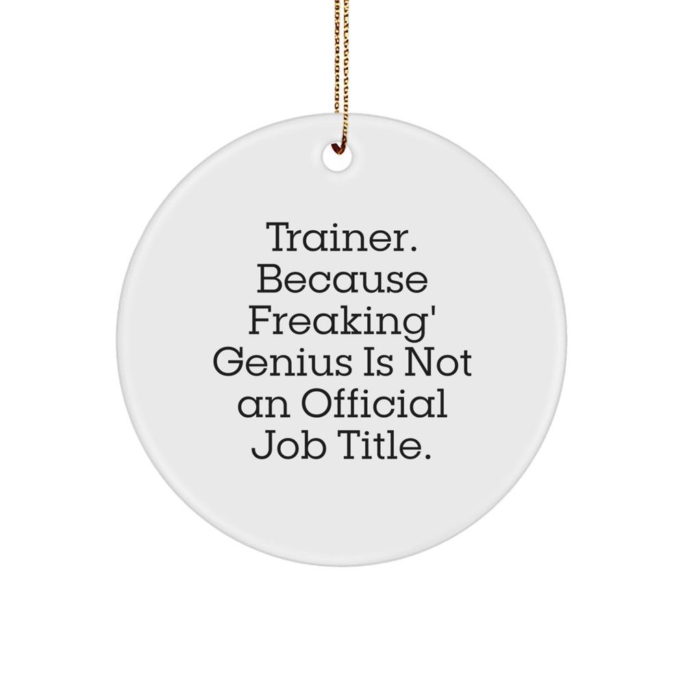 Trainer Gifts from Friends, Cute Christmas Circle Ornament, Trainer. Because Freaking' genius Is Not An Official Job Title., Gifts for Men, Women, Family - Image 1