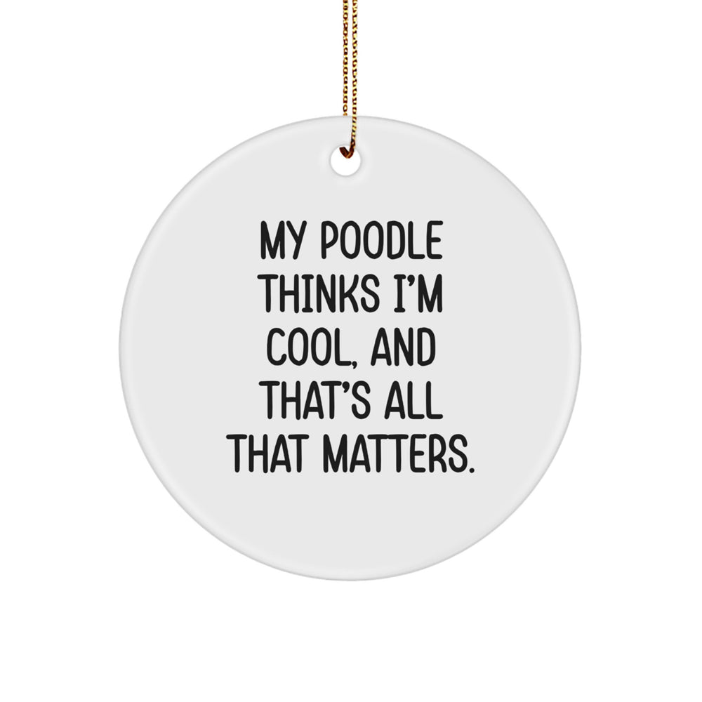 Funny Poodle Dog Circle Ornament Gifts from Men to Women for Christmas - Image 1