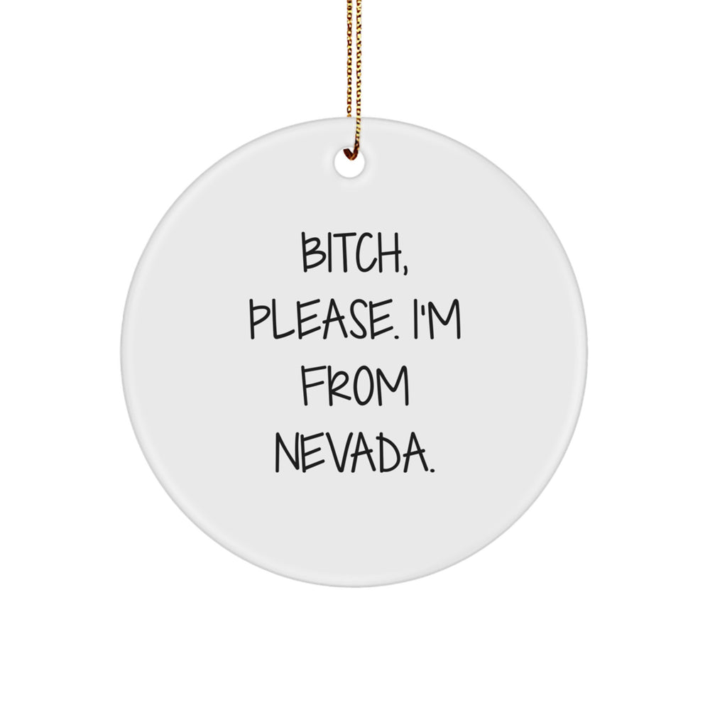 B-tch Please I'm From Nevada Circle Ornament, Funny Nevada Gifts for Men, Women, Friends, Family, and Coworkers this Christmas - Image 1