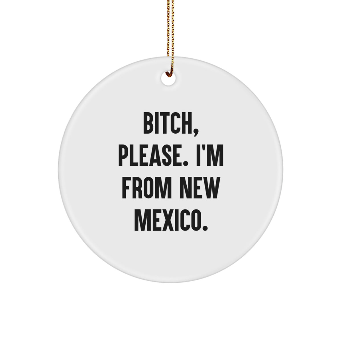 Fun New Mexico Circle Ornament, B-tch, Please. I'm From New Mexico., Christmas Unique Gifts from Friends to Family - Image 1