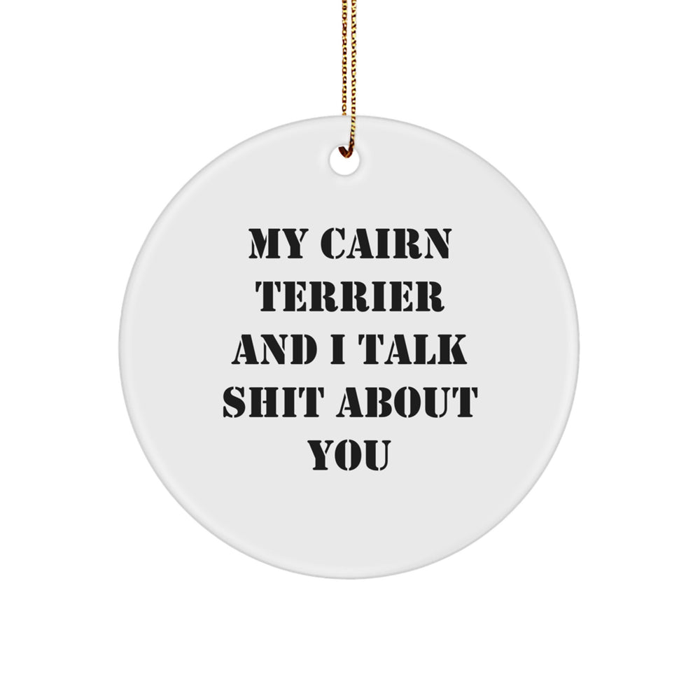 Cairn Terrier Dog Lovers Gifts, Funny Quote Circle Ornament for Men, Women, Friends, Family from Aunt, Grandma - Christmas Unique Presents - Image 1
