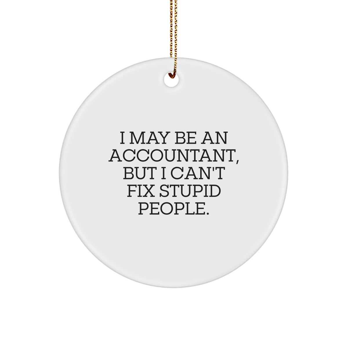Funny Accountant Gifts for Men, Women, Friends, Coworkers, Family - I May Be An Accountant, But I Can't Fix Stupid People. Christmas Unique Circle Ornaments - Image 1
