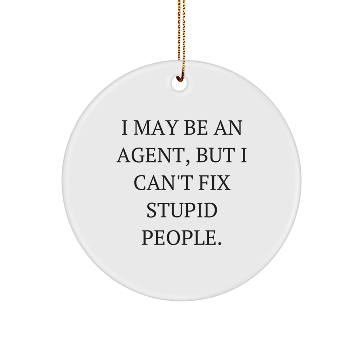 Funny Agent Gifts from Men for Christmas Unique Circle Ornaments I May Be An Agent, But I Can't Fix Stupid People. - Image 1