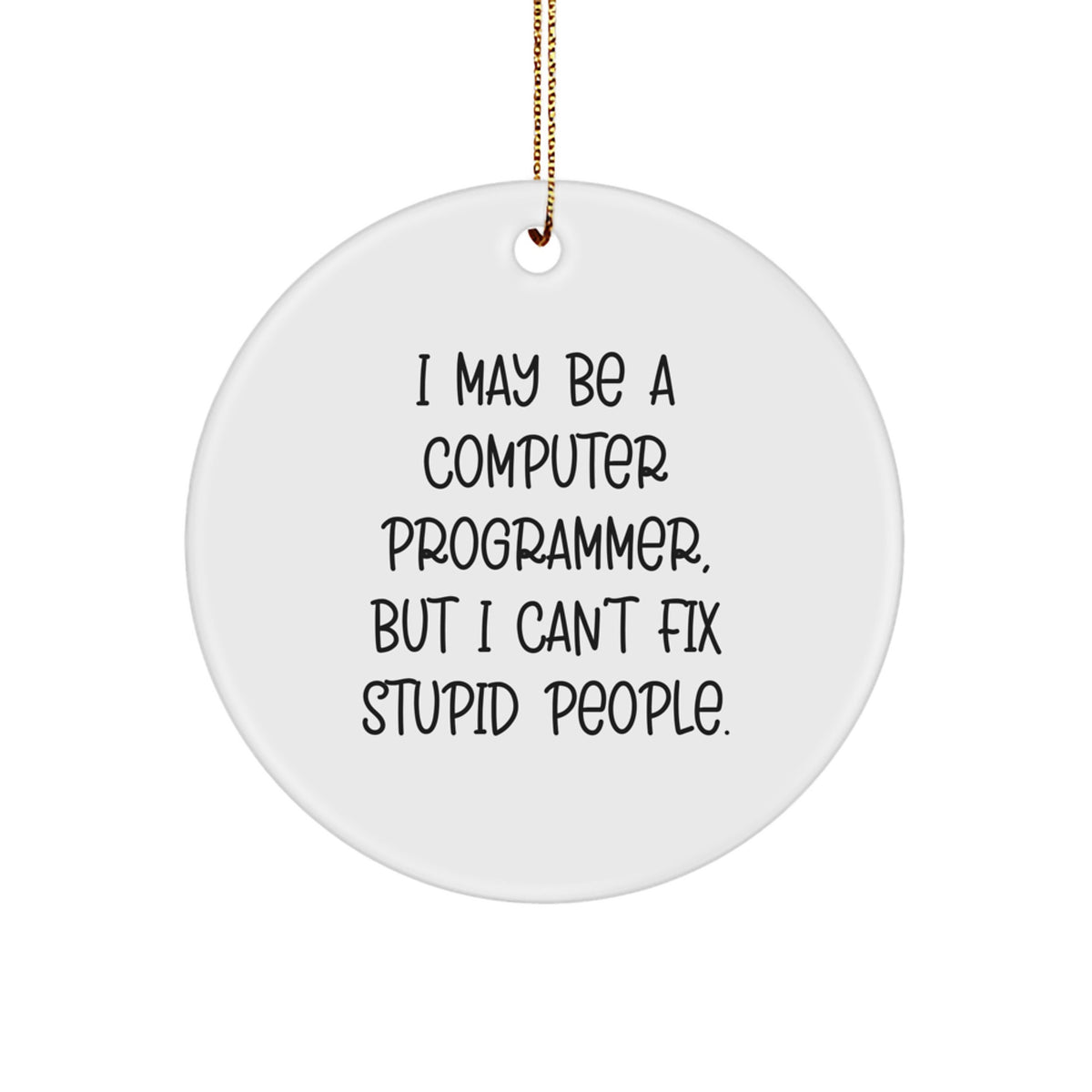 Funny Computer Programmer Circle Ornament, Gifts from Men to Men, Gifts for Computer Programmer, I May Be A Computer Programmer, But I Can't Fix Stupid People., Christmas Unique - Image 1