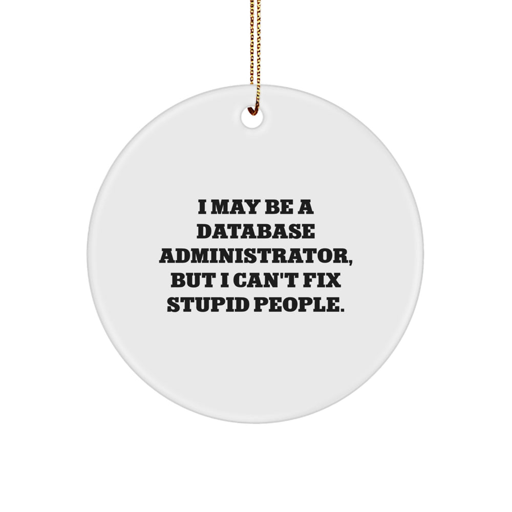 Funny Christmas Unique Gifts for Database Administrators - 'I May Be A Database Administrator' Circle Ornament from Friends and Family - Image 1