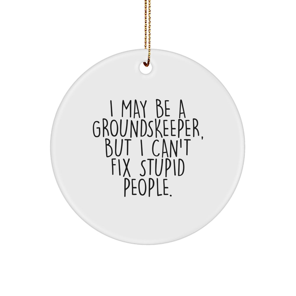 Funny groundskeeper Christmas Circle Ornament Gifts from Men Friends, Gifts for groundskeeper Men Friends, Inspirational Quote 'I May Be A groundskeeper, But I Can't Fix Stupid People.' - Image 1