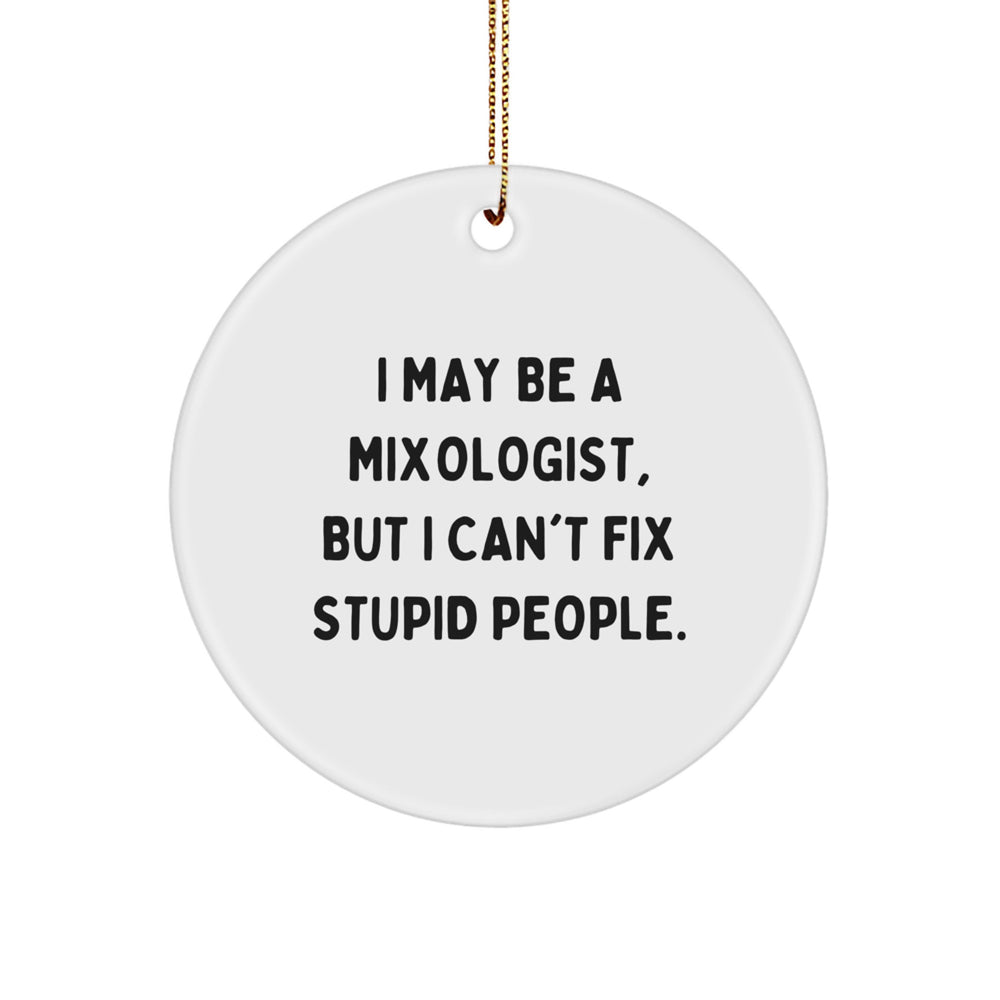 Mixologist Christmas Unique Gifts from Friends Family - Funny Quote Circle Ornament for Women Men - Image 1